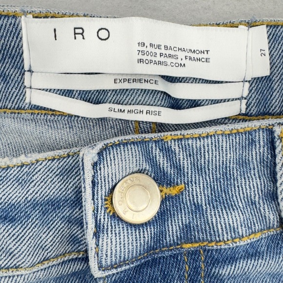 IRO Paris Gaety-19S Slim High Rise Button Fly Light Wash Denim Jeans Size 27 NWT